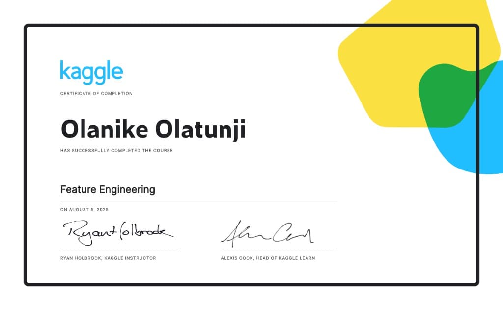 Feature Engineering certificate