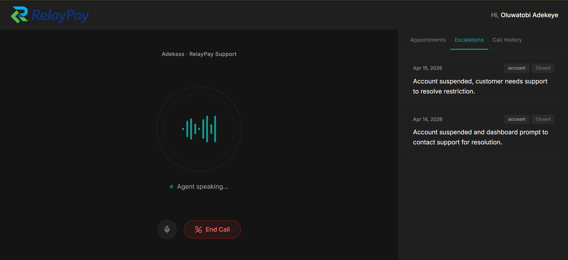 Voice Based Customer Support Agent